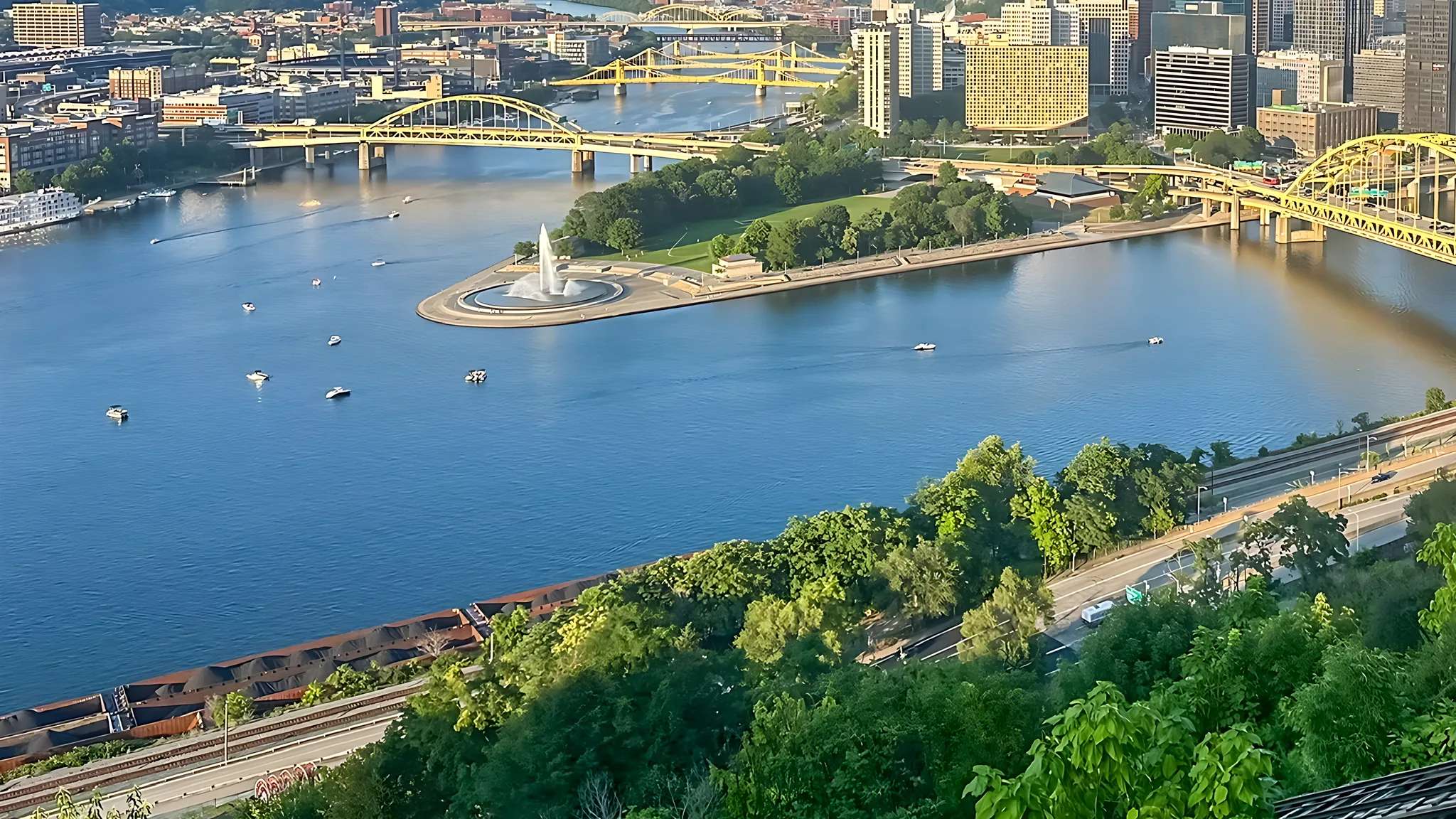 The Point in Pittsburgh with its fountain where the three rivers meet
