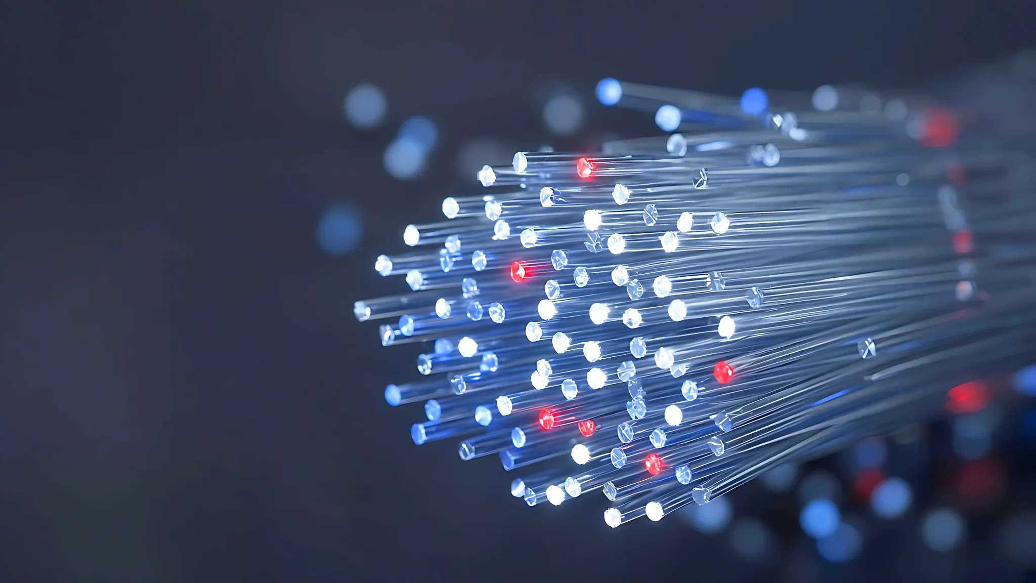 Bundle of glowing fiber optic strands